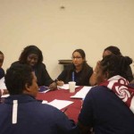 Danaë Daal (center) during women’s soccer development workshop 